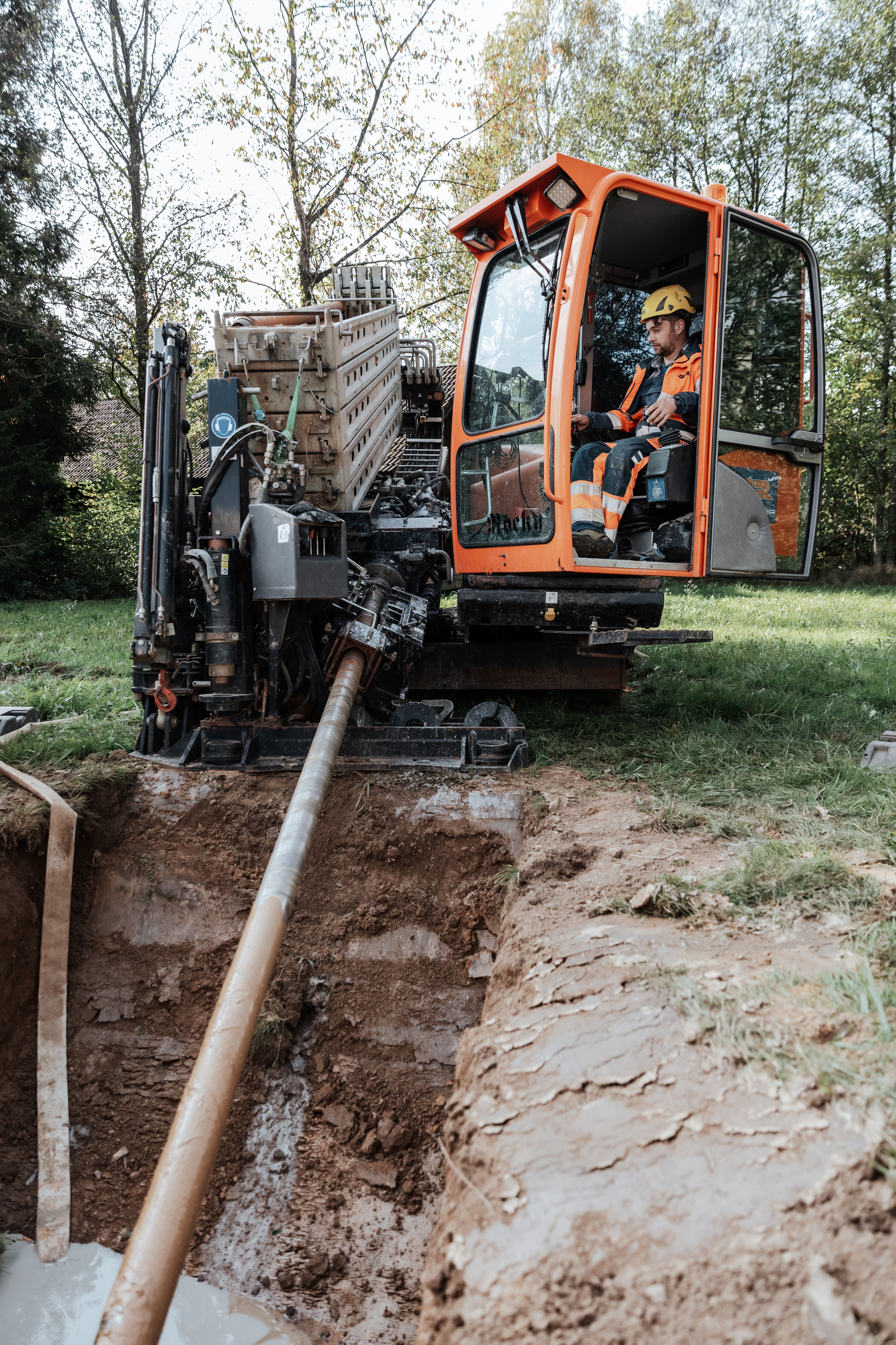 Spuelbohranlage Tracto im Einsatz auf einer Baustelle