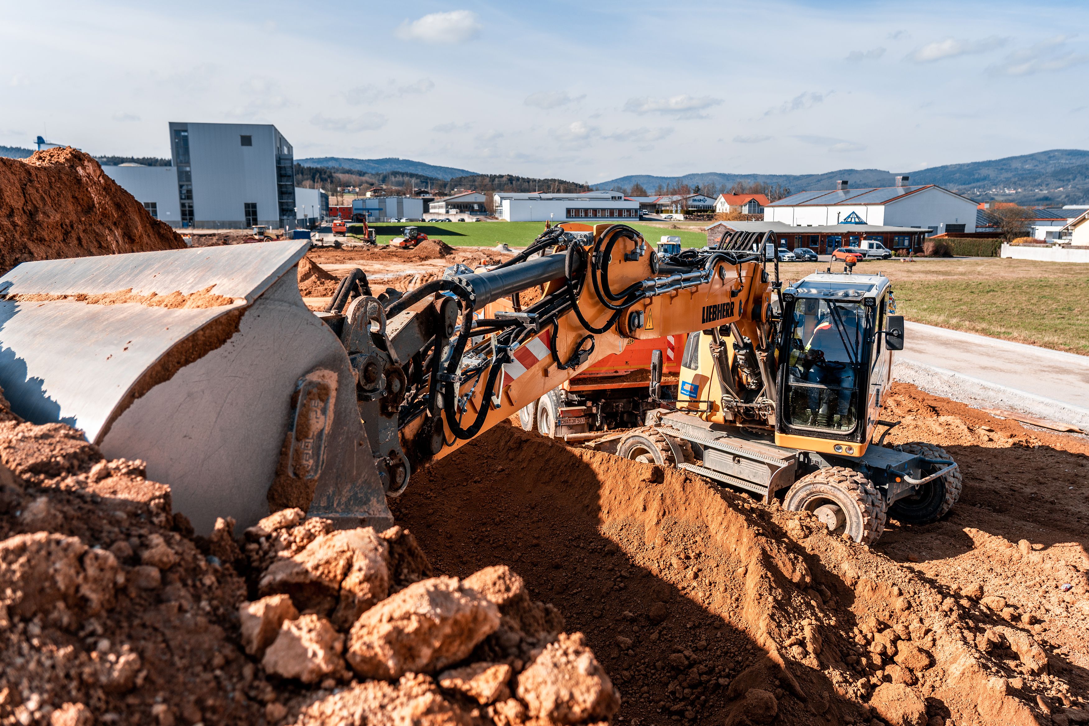 Nahansicht Bagger bei Erdarbeiten
