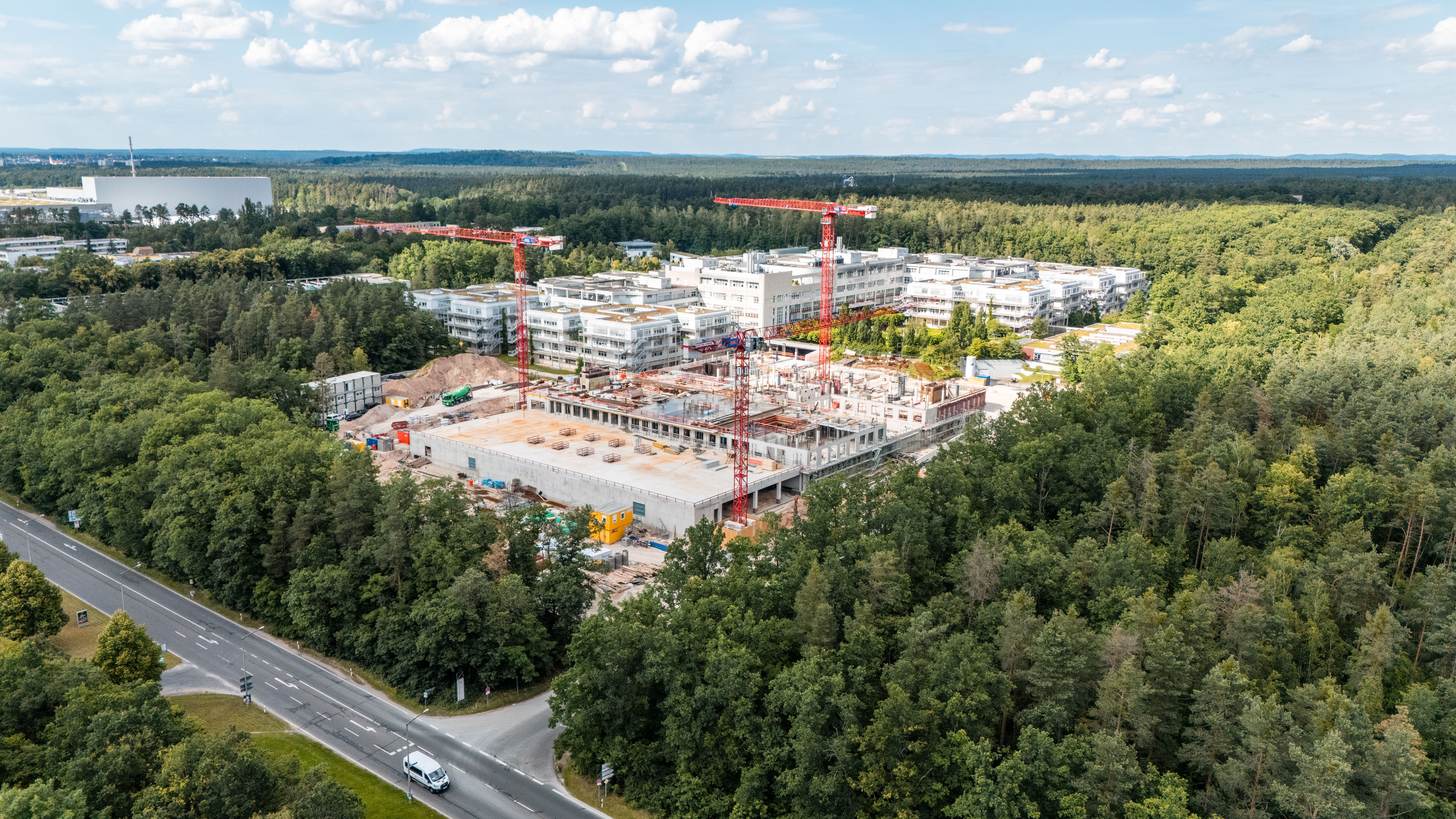 Neubau Kinderklinikum Nürnberg: Luftaufnahme von der Rohbau-Baustelle