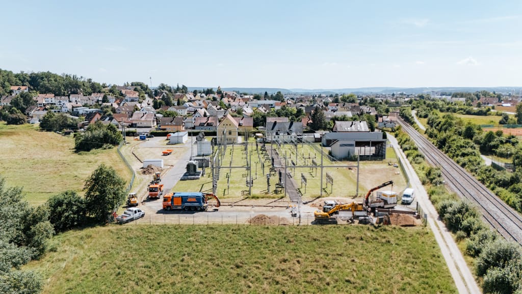 Das Umspannwerk in Schwarzenfeld von oben